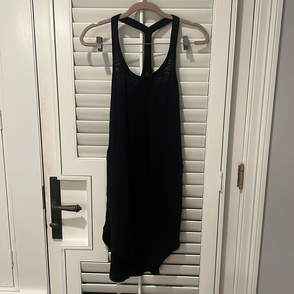 ATM black sheer racerback midi dress/ cover up